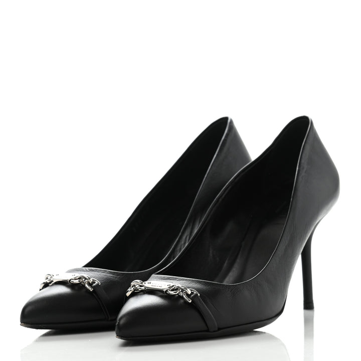 GUCCI NAPPA LEATHER MOOREA MOALITA MID HEEL PUMPS