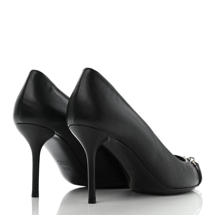 GUCCI NAPPA LEATHER MOOREA MOALITA MID HEEL PUMPS