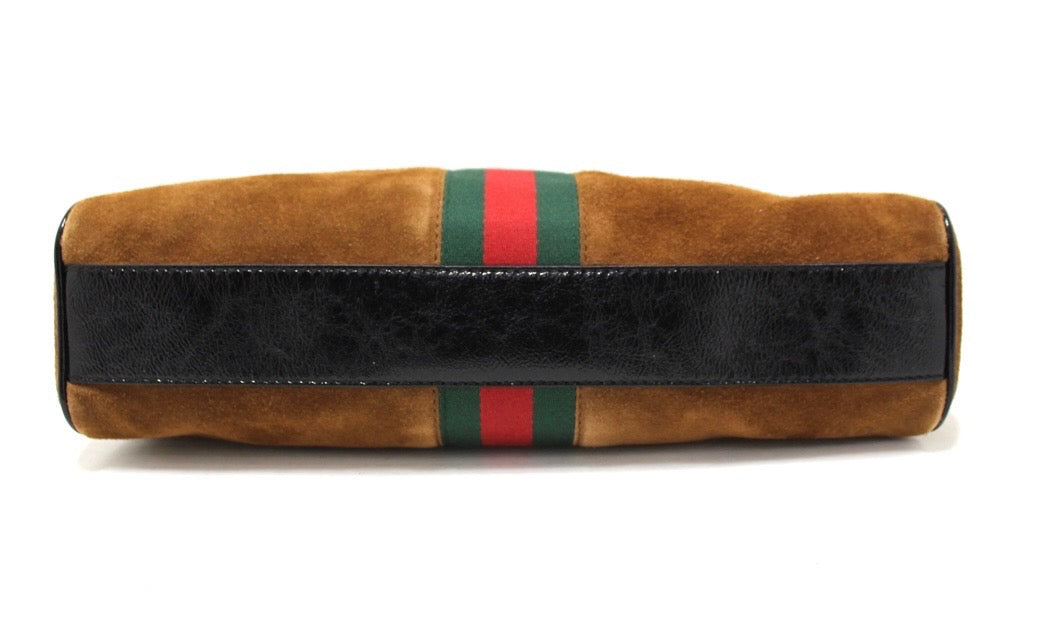 GUCCI OPHIDIA RE (BELLE) SUEDE MEDIUM TOP-HANDLE BAG
