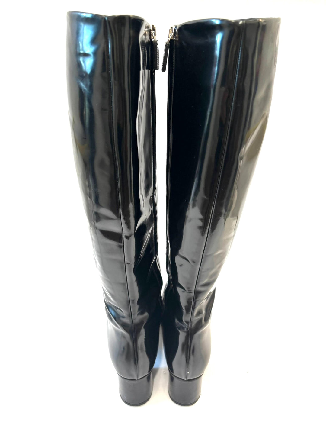 GUCCI PATENT LILIAN HORSEBIT KNEE HIGH BOOTS
