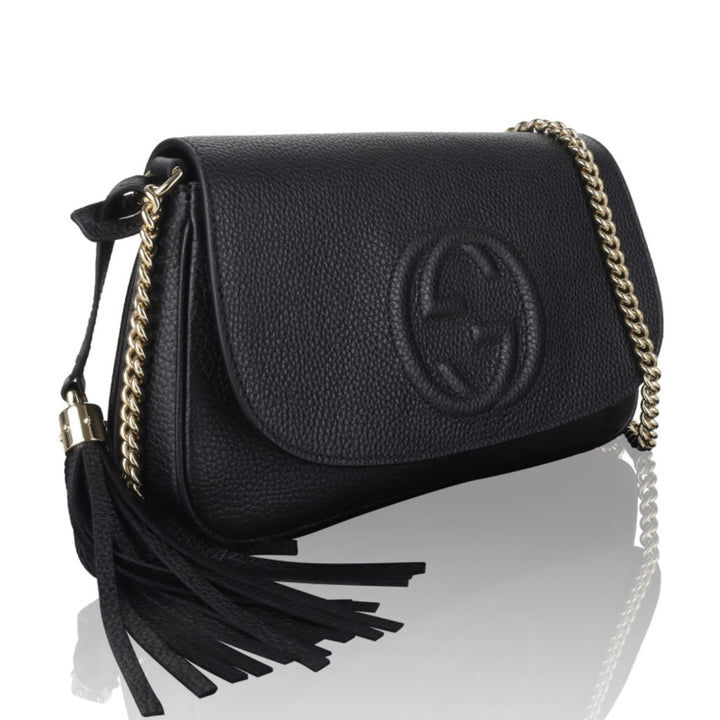 GUCCI PEBBLED CALFSKIN LEATHER SOHO CHAIN BAG