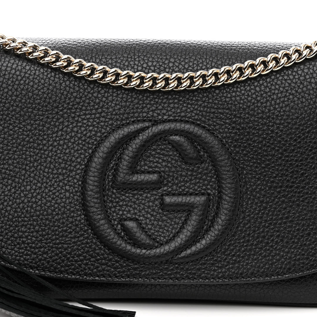 GUCCI PEBBLED CALFSKIN LEATHER SOHO CHAIN BAG
