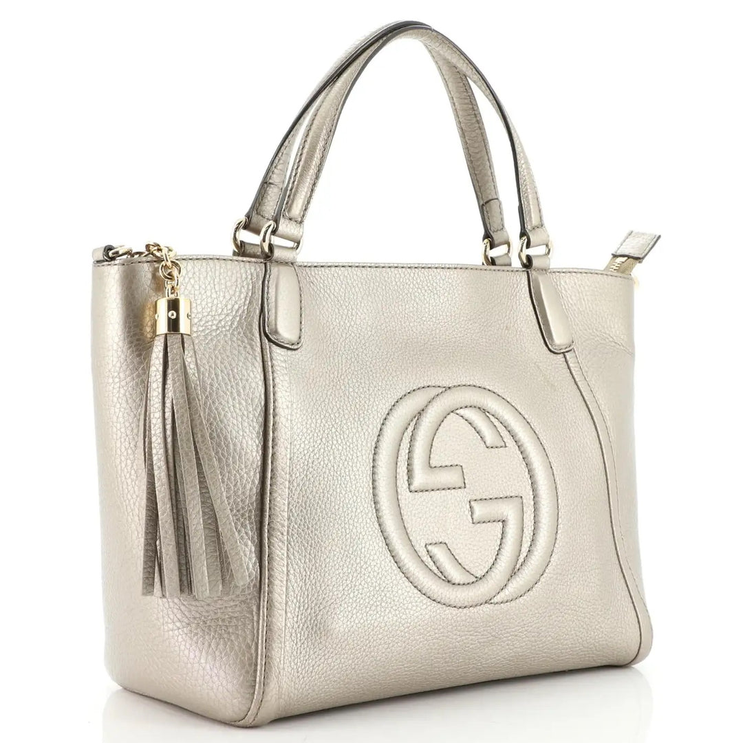 GUCCI SOHO CONVERTIBLE CALFSKIN LEATHER SMALL TOP HANDLE BAG