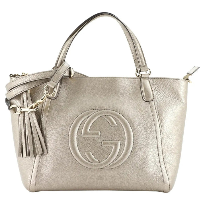 GUCCI SOHO CONVERTIBLE CALFSKIN LEATHER SMALL TOP HANDLE BAG