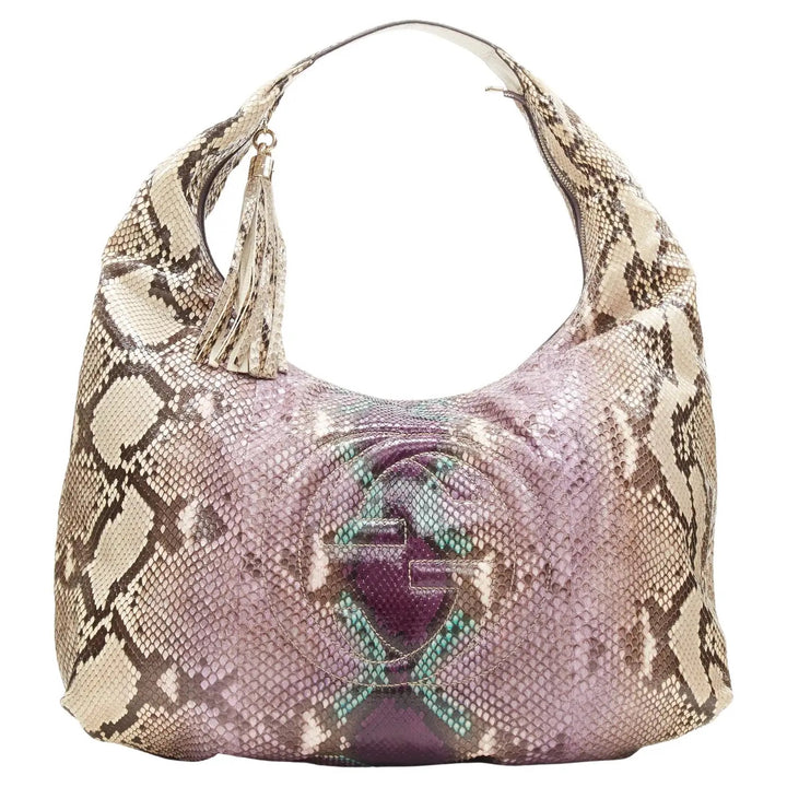GUCCI GRAPE MULTICOLOR PYTHON SOHO SHOULDER BAG