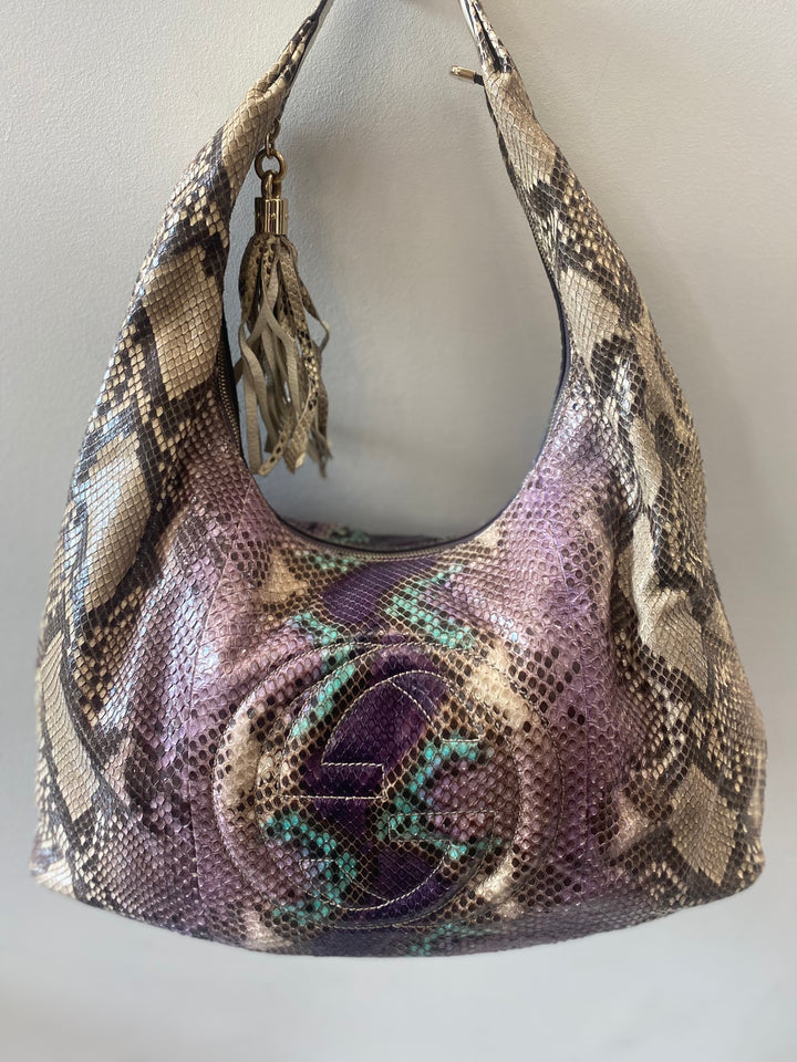GUCCI GRAPE MULTICOLOR PYTHON SOHO SHOULDER BAG