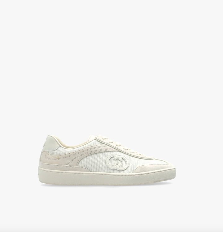 GUCCI G74 GG SUEDE &amp; KNIT LOW-TOP SNEAKERS