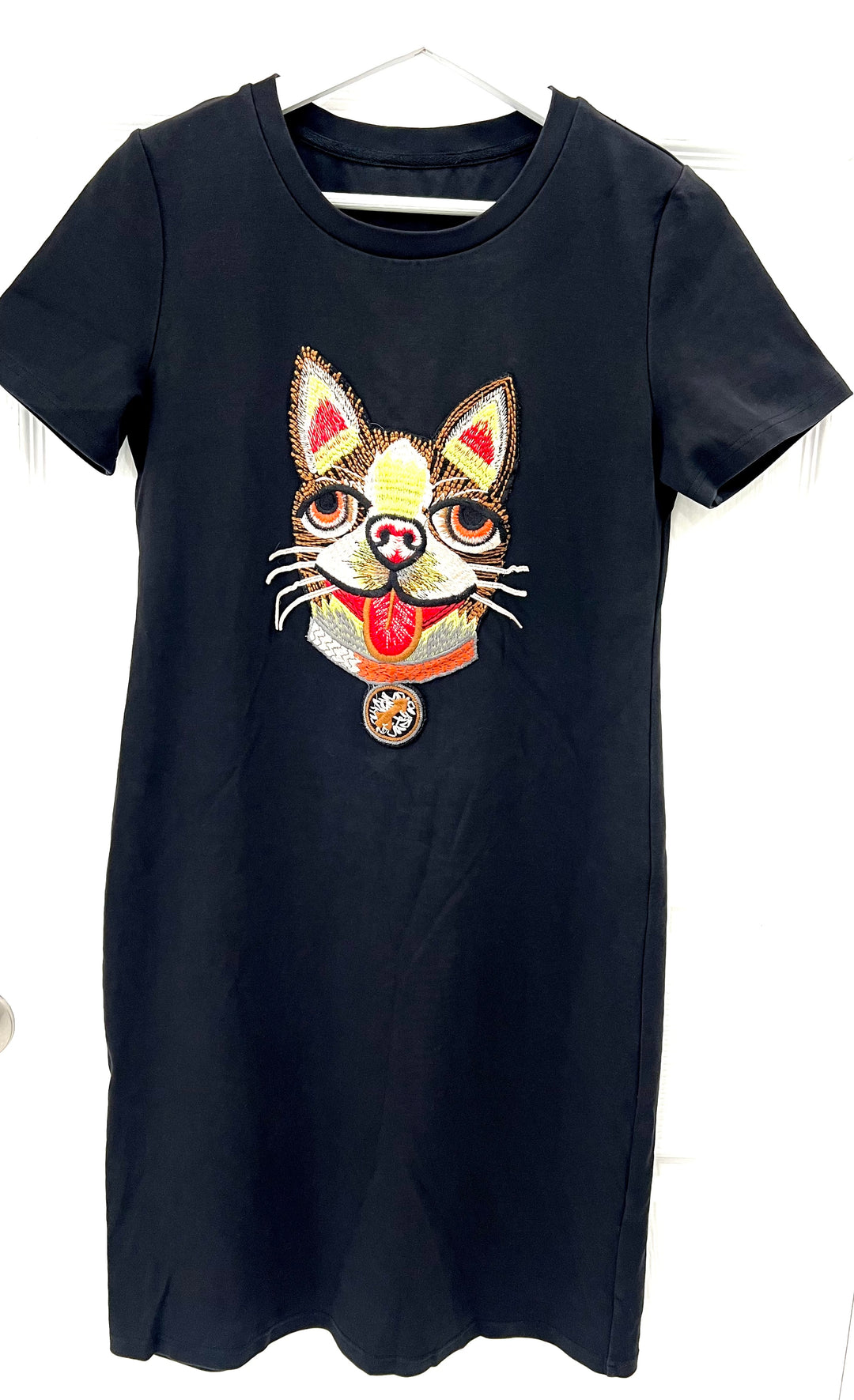 GUCCI EMBROIDERED CAT COTTON JERSEY T-SHIRT DRESS Caroline's Fashion Luxuries GUCCI EMBROIDERED CAT COTTON JERSEY T-SHIRT DRESS Caroline's Fashion Luxuries