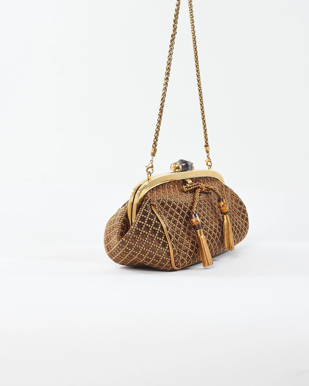 GUCCI VINTAGE GOLD BAMBOO CHAIN SHOULDER BAG