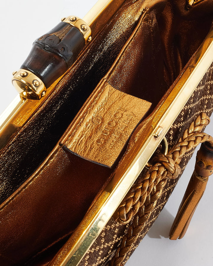 GUCCI VINTAGE GOLD BAMBOO CHAIN SHOULDER BAG