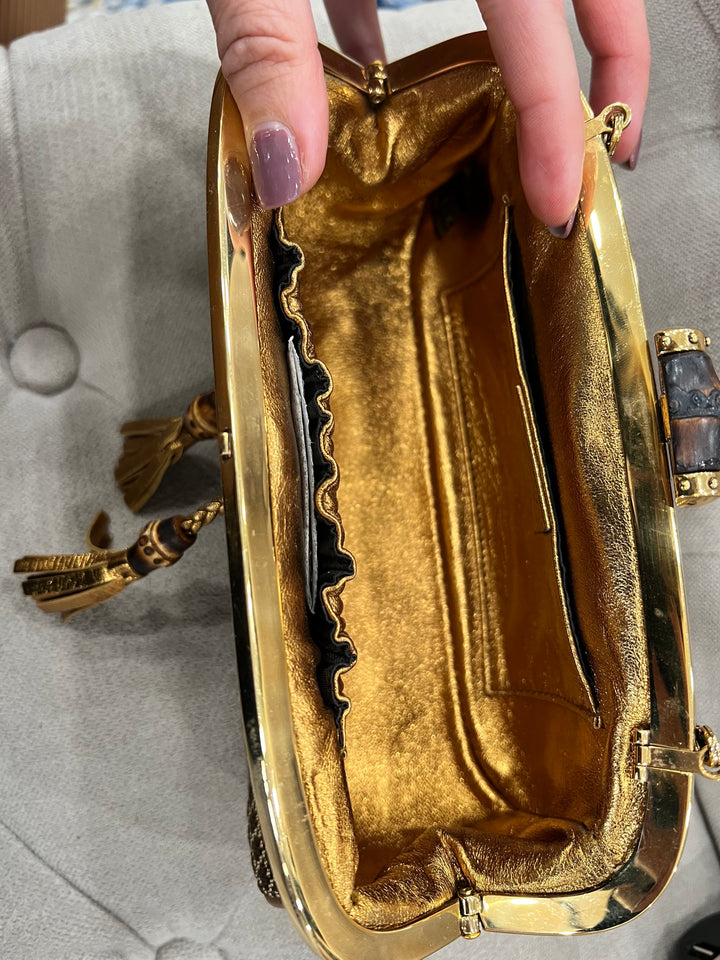 GUCCI VINTAGE GOLD BAMBOO CHAIN SHOULDER BAG