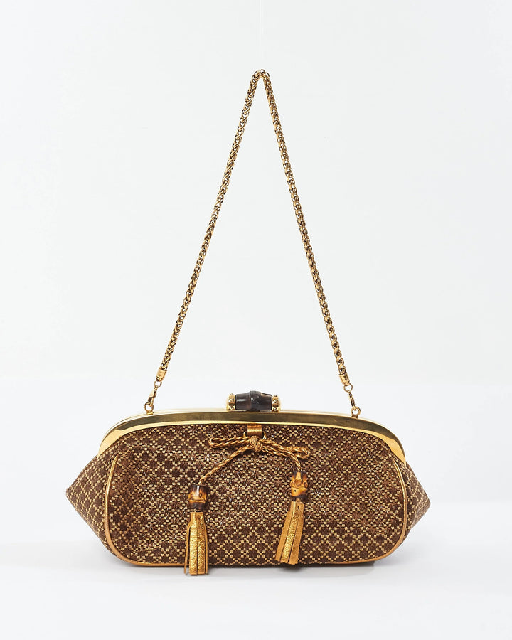 GUCCI VINTAGE GOLD BAMBOO CHAIN SHOULDER BAG