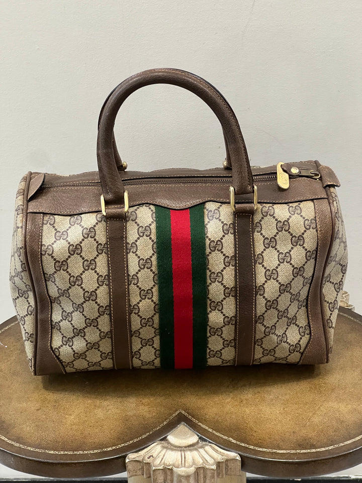 GUCCI GG SUPREME WEB VINTAGE BOSTON BAG