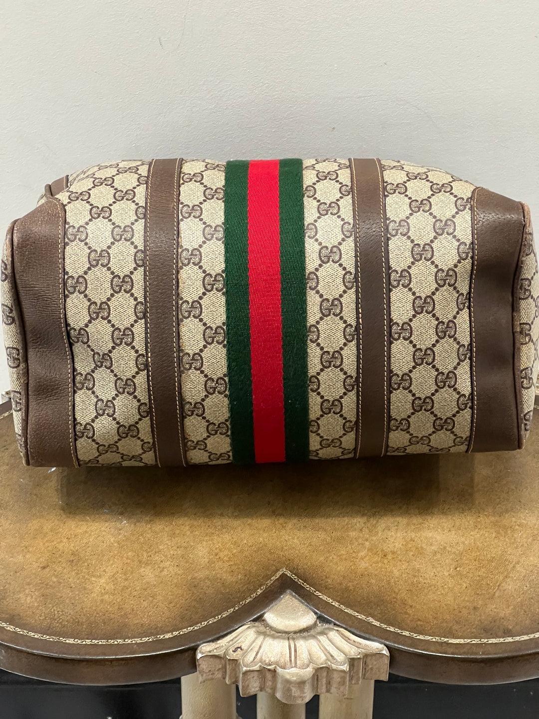 GUCCI GG SUPREME WEB VINTAGE BOSTON BAG