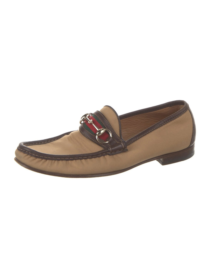GUCCI WEB HORSEBIT ACCENT CANVAS LOAFERS