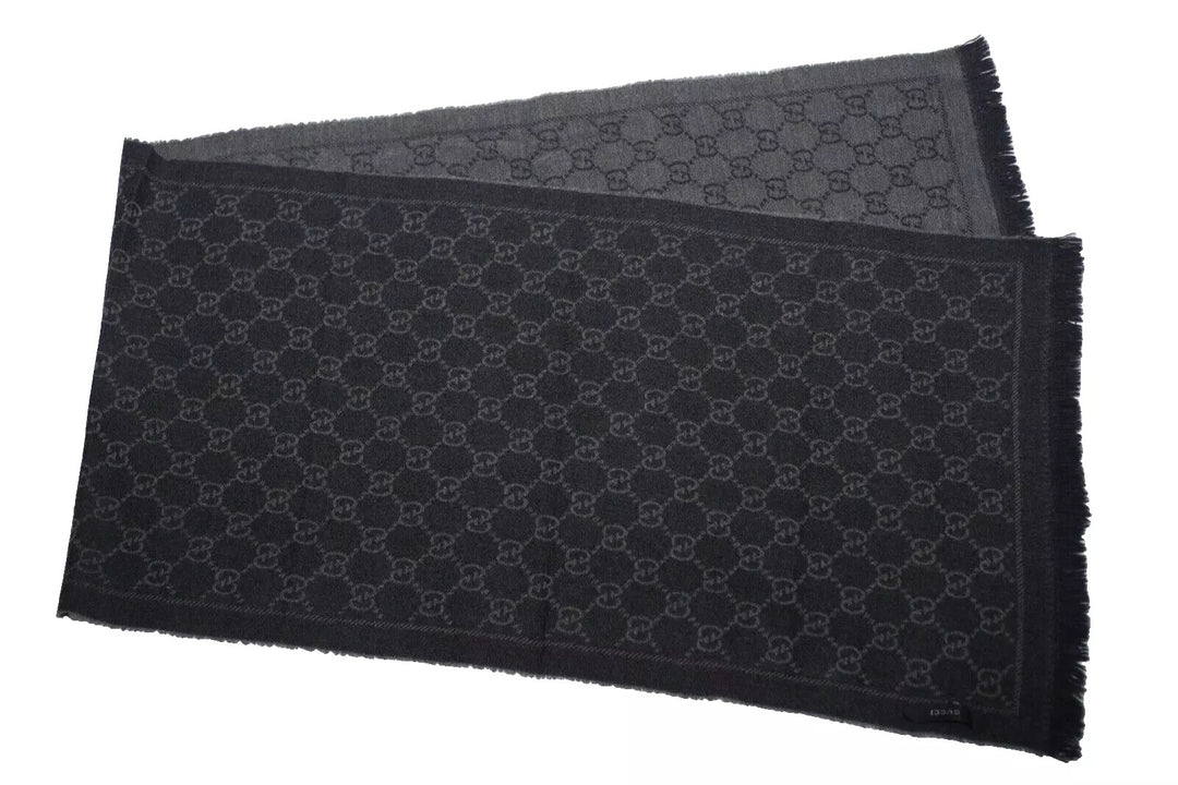 GUCCI GG JACQUARD KNITTED WOOL SCARF