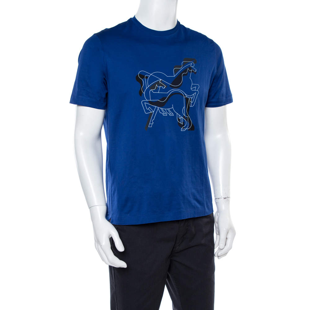 HERMÈS BRAZILIAN HORSE PRINT T-SHIRT IN BLUE – Caroline's Fashion