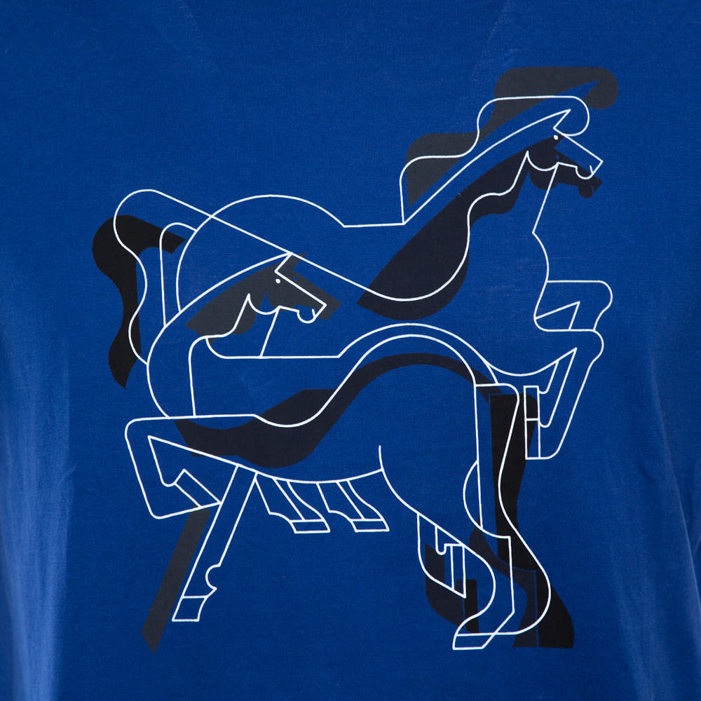 HERMÈS BRAZILIAN HORSE PRINT T-SHIRT IN BLUE – Caroline's Fashion