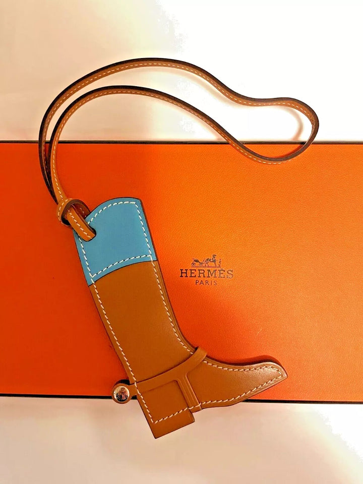 HERMÈS BUTLER SWIFT BLEU ZELLIGE PADDOCK BOOT BAG CHARM