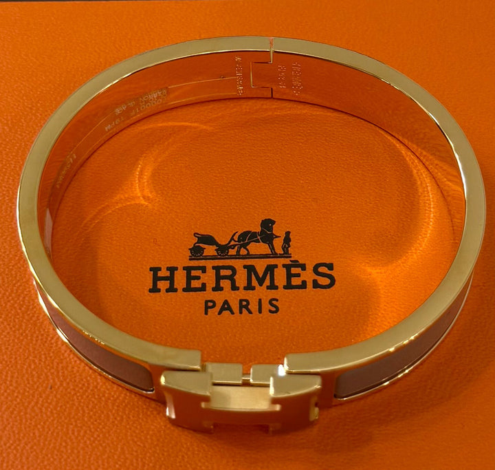 HERMÈS CLIC CLAC H ENAMEL BRACELET PM – MARRON GLACÉ