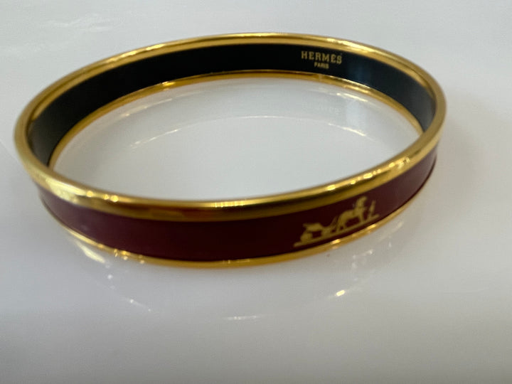 HERMÈS CALÈCHE NARROW ENAMEL BANGLE BRACELET