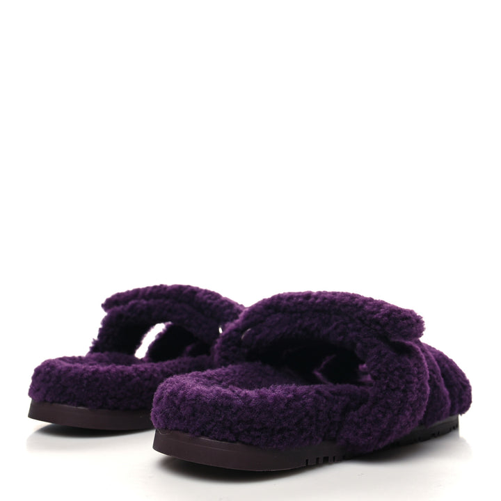 HERMÈS CHYPRE MONOGOLIAN LAMB MULE SANDALS