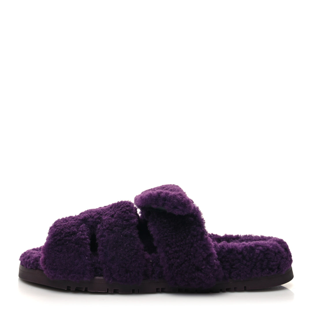HERMÈS CHYPRE MONOGOLIAN LAMB MULE SANDALS