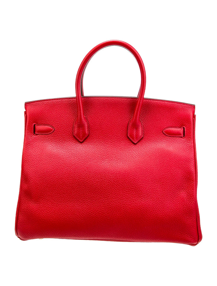 HERMÈS BIRKIN 35 RUBY CLÉMENCE LEATHER HANDBAG