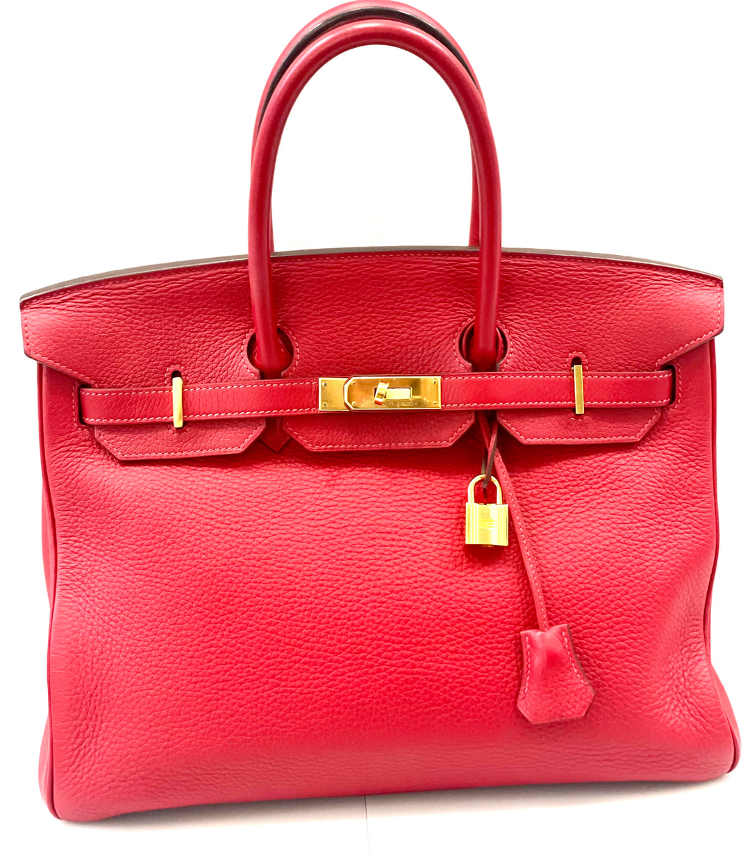HERMÈS BIRKIN 35 RUBY CLÉMENCE LEATHER HANDBAG