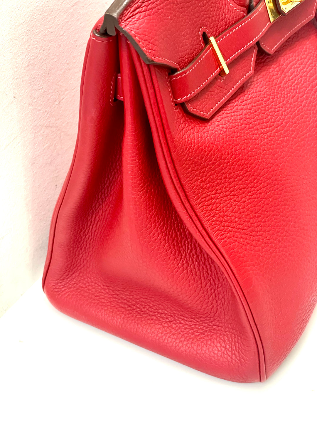 HERMÈS BIRKIN 35 RUBY CLÉMENCE LEATHER HANDBAG