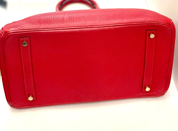 HERMÈS BIRKIN 35 RUBY CLÉMENCE LEATHER HANDBAG