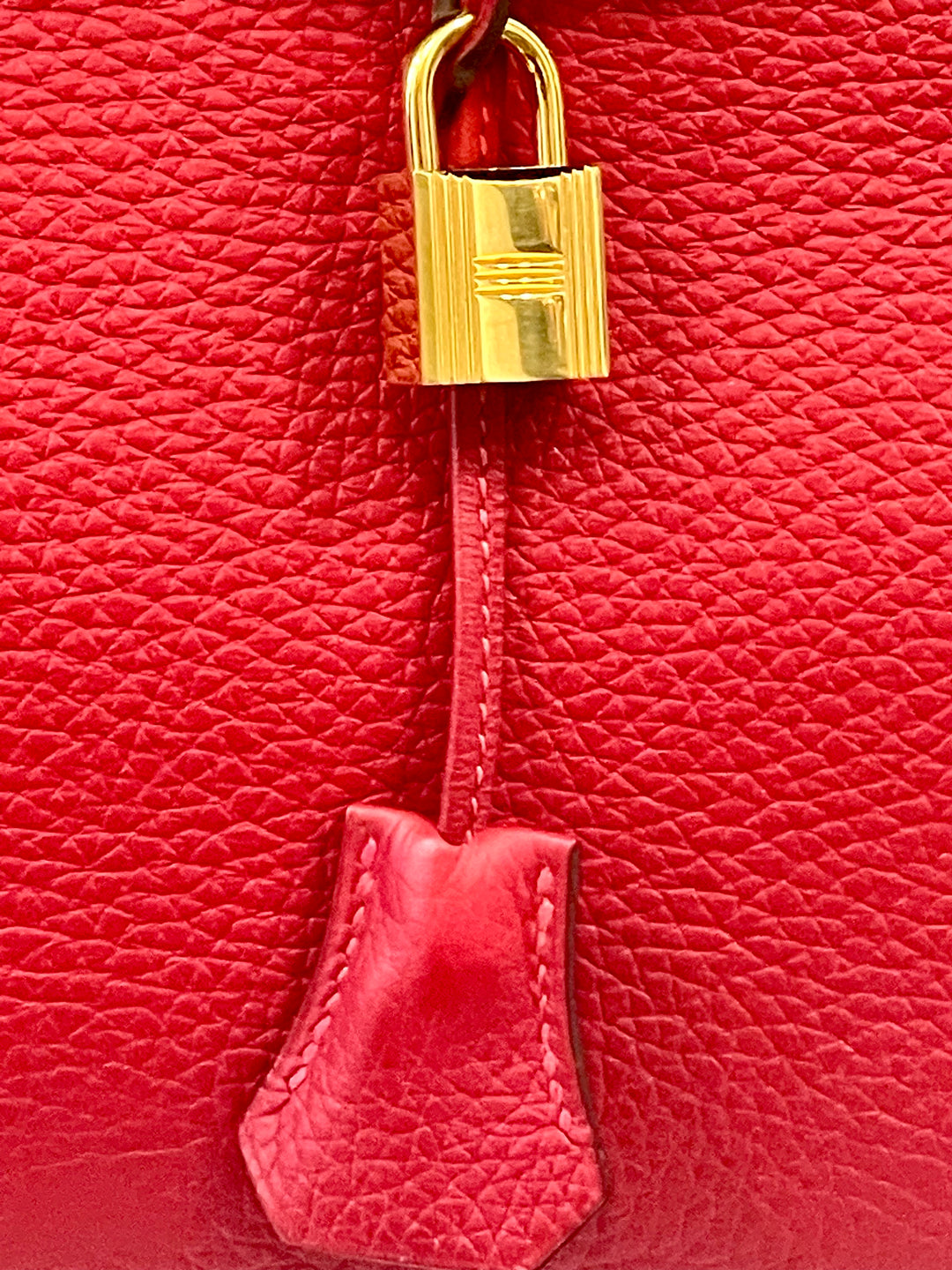 HERMÈS BIRKIN 35 RUBY CLÉMENCE LEATHER HANDBAG