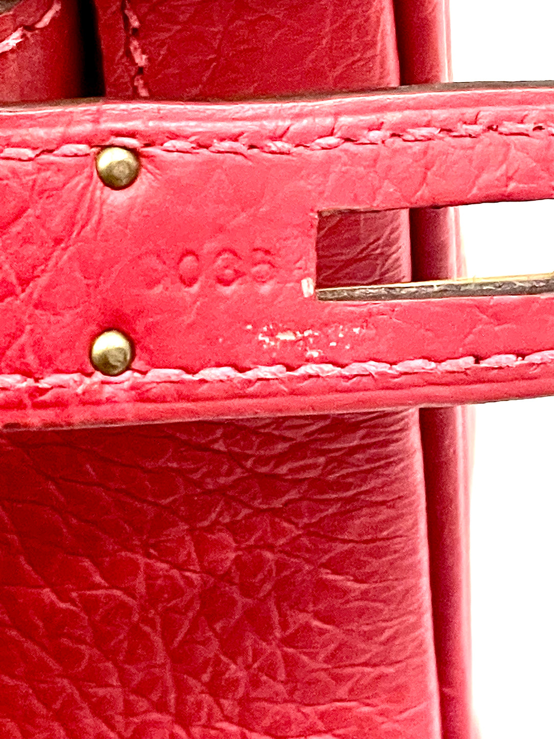 HERMÈS BIRKIN 35 RUBY CLÉMENCE LEATHER HANDBAG