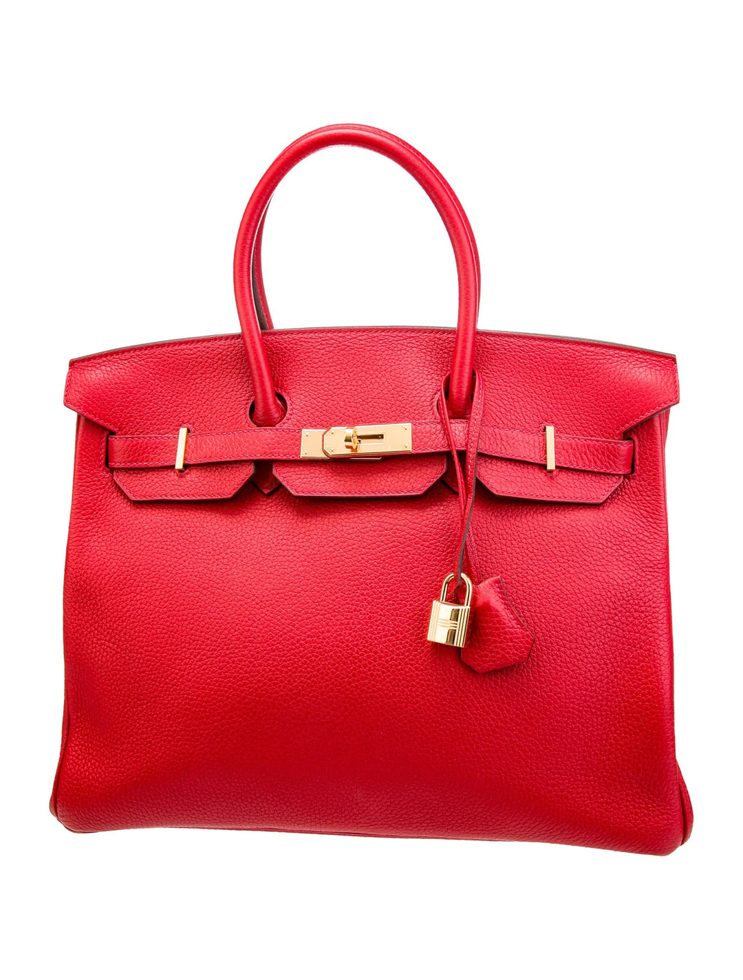 HERMÈS BIRKIN 35 RUBY CLÉMENCE LEATHER HANDBAG