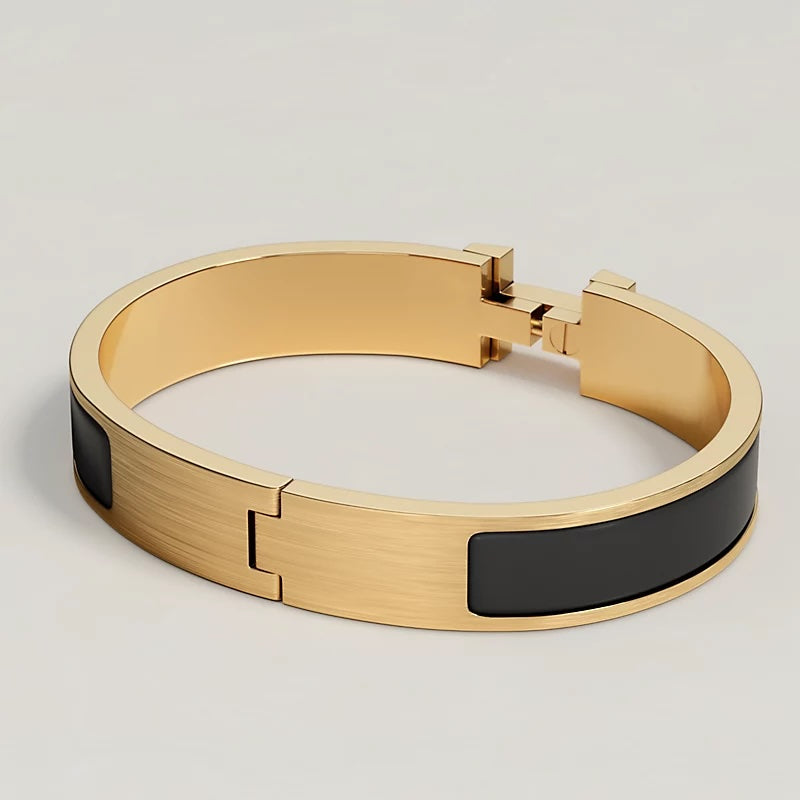 HERMÈS CLIC CLAC H ENAMEL BRACELET PM NOIR MATTE