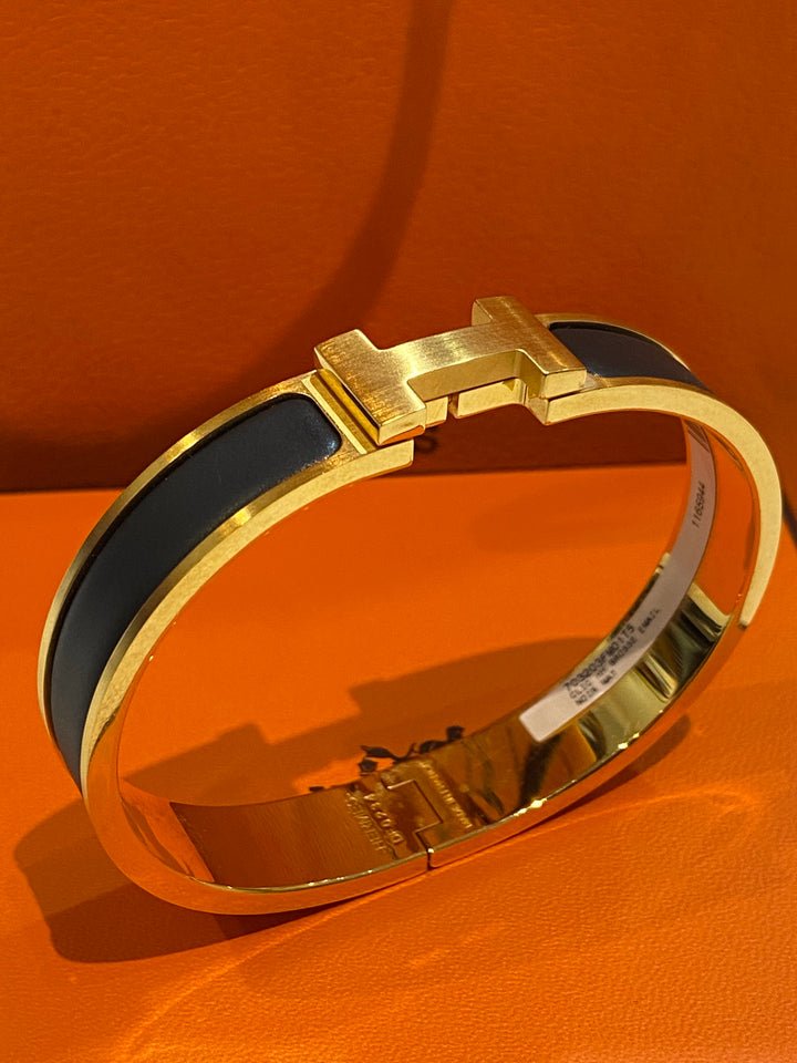 HERMÈS CLIC CLAC H ENAMEL BRACELET PM NOIR MATTE