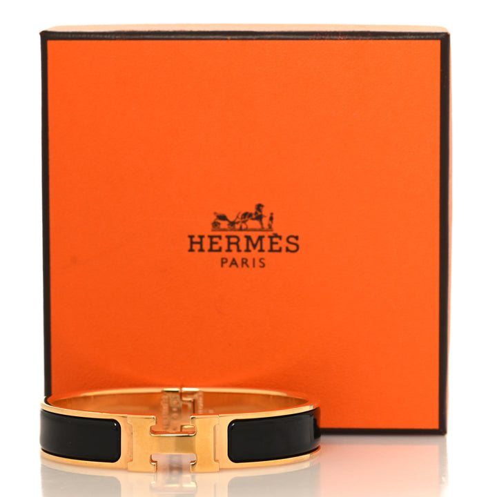 HERMÈS CLIC CLAC H ENAMEL BRACELET PM NOIR MATTE