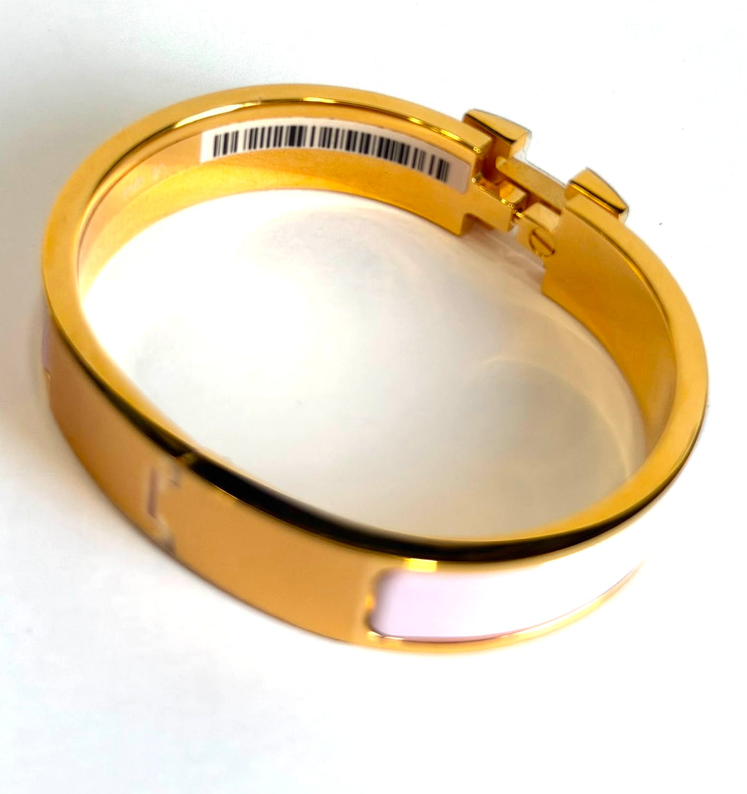 HERMÈS CLIC CLAC H ENAMEL BRACELET PM IN ROSE CANDEUR