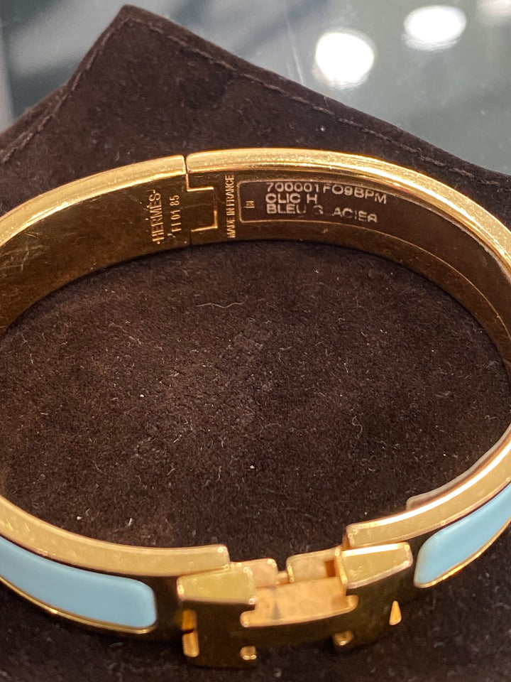 HERMÈS NARROW CLIC CLAC H ENAMEL BRACELET