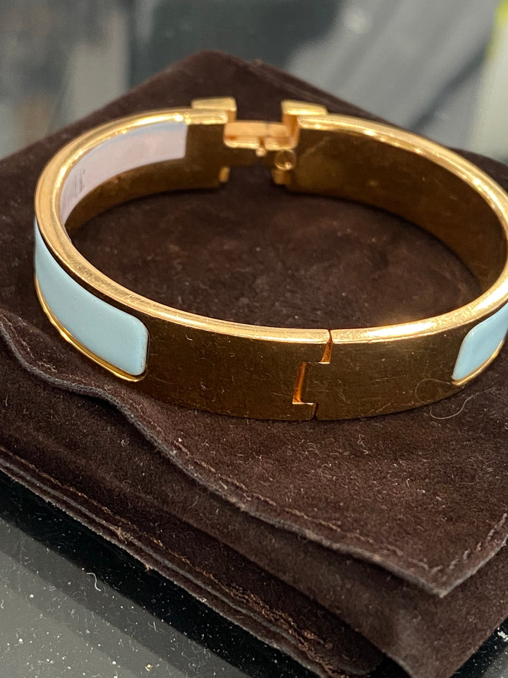 HERMÈS NARROW CLIC CLAC H ENAMEL BRACELET