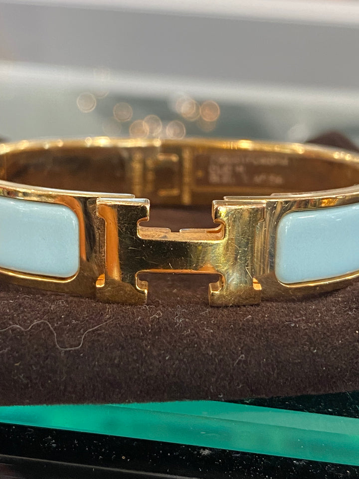HERMÈS NARROW CLIC CLAC H ENAMEL BRACELET