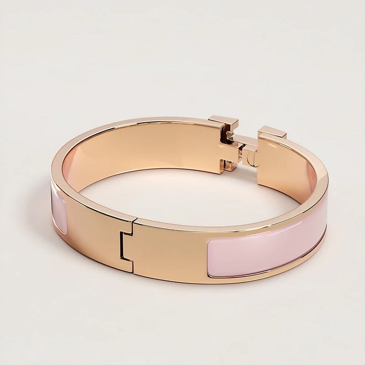 HERMÈS CLIC CLAC H ENAMEL BRACELET PM IN ROSE CANDEUR