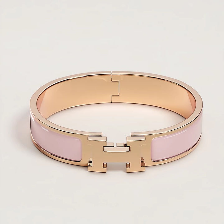 HERMÈS CLIC CLAC H ENAMEL BRACELET PM IN ROSE CANDEUR