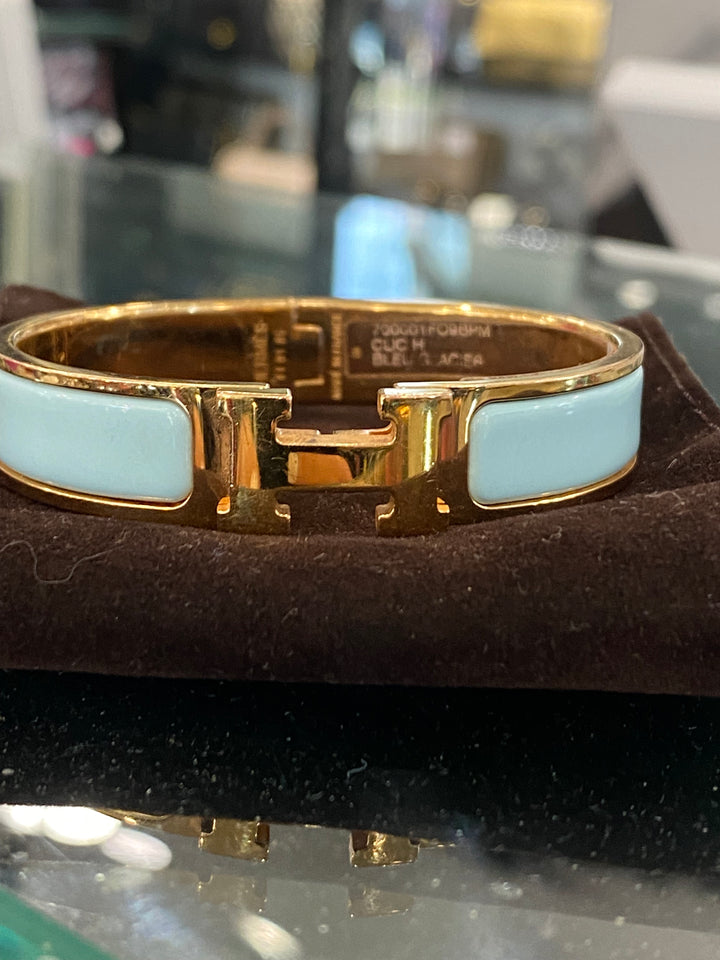 HERMÈS NARROW CLIC CLAC H ENAMEL BRACELET