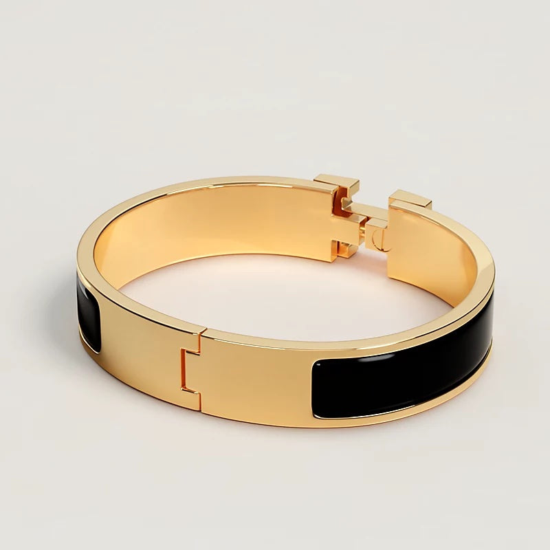 HERMÈS CLIC CLAC H ENAMEL BRACELET PM BLACK