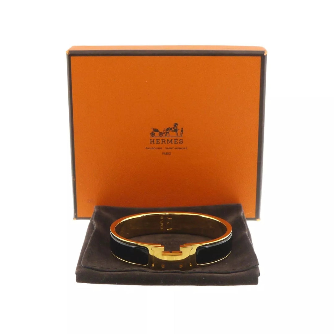 HERMÈS CLIC CLAC H ENAMEL BRACELET PM BLACK