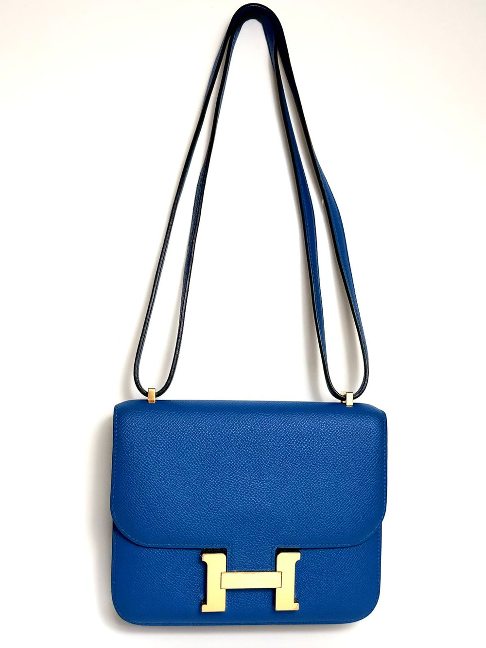 Authentic HERMÈS Jaune/Navy D\'or Epsom Constance Reversible H Belt -Size 70 HERMÈS – Caroline main image 3