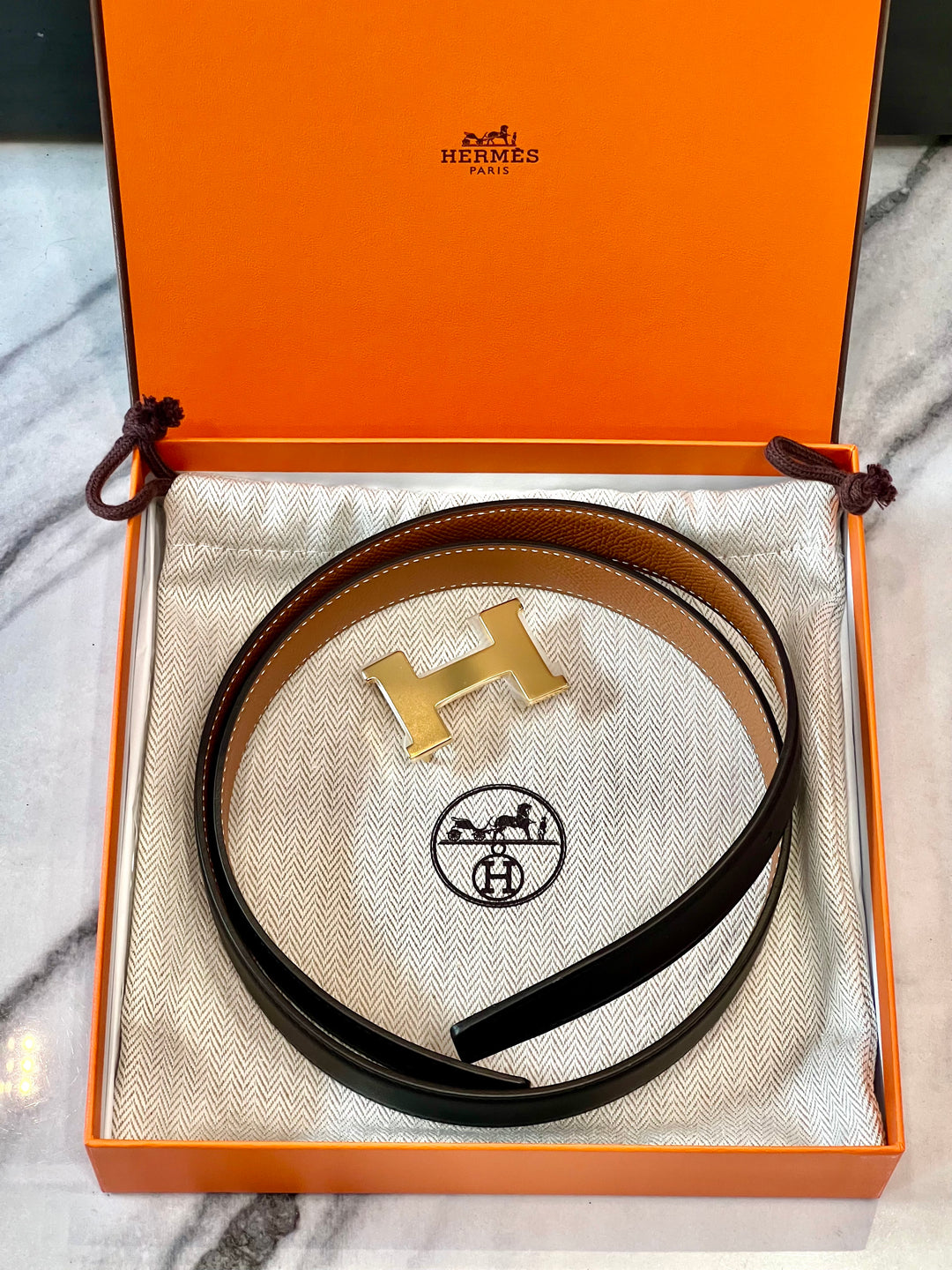 HERMÈS CONSTANCE H REVERSIBLE LEATHER BELT