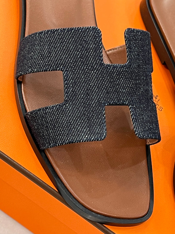 HERMÈS DENIM ORAN SANDALS