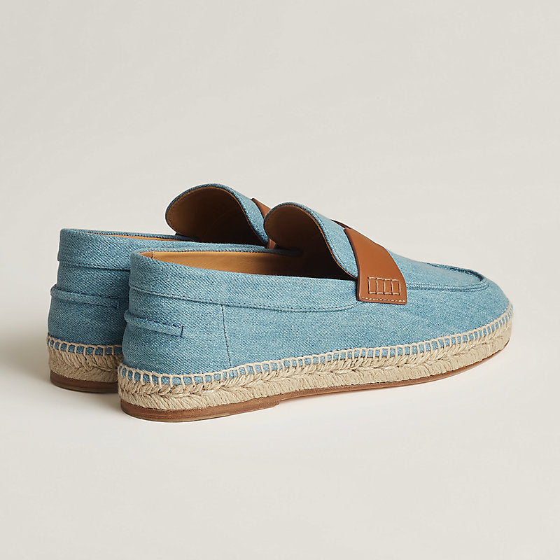 HERMÈS DENIM CALFSKIN LEATHER TRIP ESPADRILLES